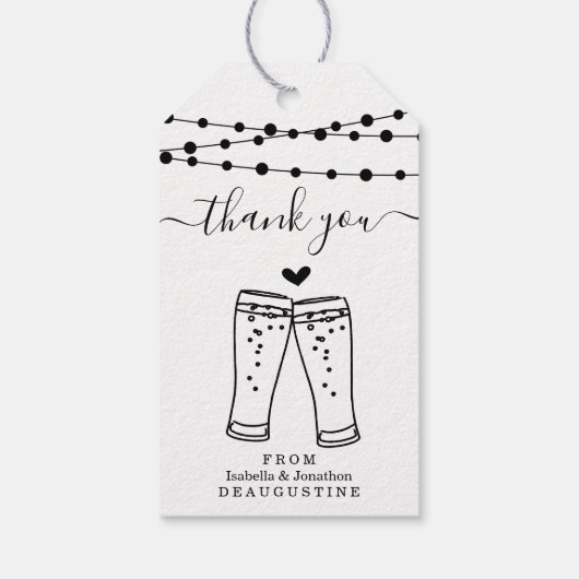 Bier Toast Wedding Hartelijk dank - Rustic Kraft Cadeaulabel (Achterkant)