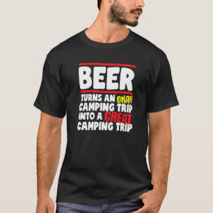 Bier verandert een goede kampeerreis in een grote t-shirt