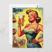  Bier Vrouw Illustratie Briefkaart (Voorkant / Achterkant)