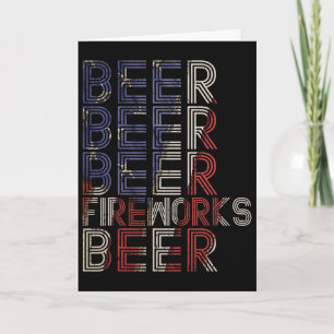 Bier Vuurwerk Retro 4 juli Feest Parade Drinken Kaart
