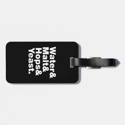 Bier = Water, mout, hop en gist. Bagagelabel (Achterkant horizontaal)