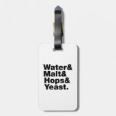 Bier = Water, mout, hop en gist. Bagagelabel (Achterkant verticaal)
