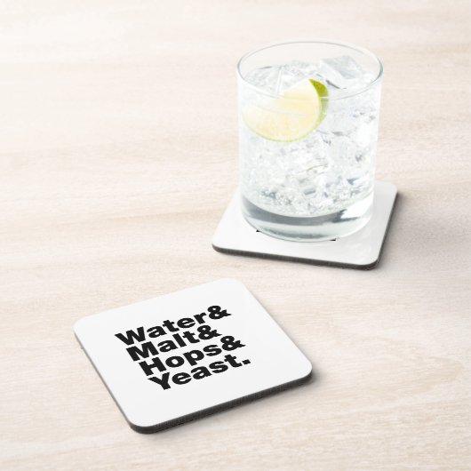 Bier = Water, mout, hop en gist. Bier Onderzetter (Rechterzijde)