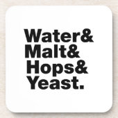 Bier = Water, mout, hop en gist. Bier Onderzetter (Voorkant)