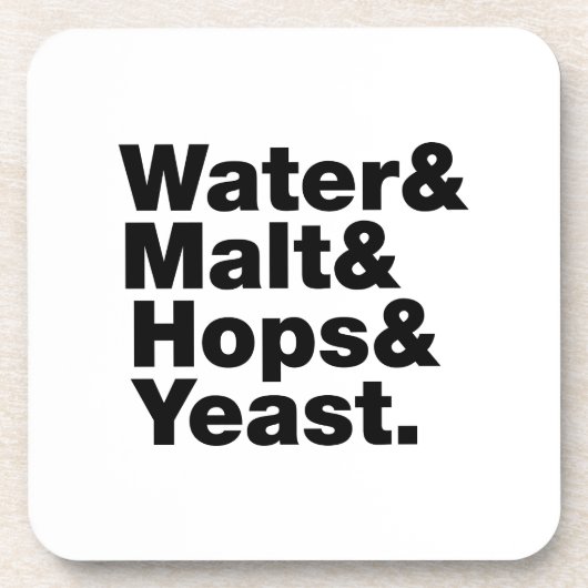 Bier = Water, mout, hop en gist. Bier Onderzetter (Voorkant)