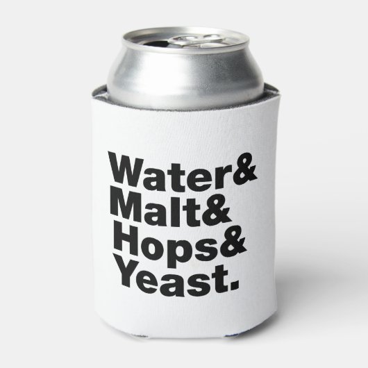 Bier = Water, mout, hop en gist. Blikjeskoeler (Blikje Voorkant)