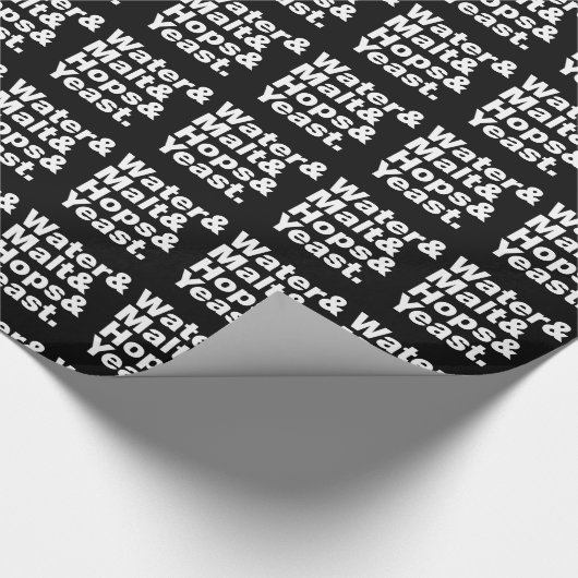 Bier = Water, mout, hop en gist. Cadeaupapier (Hoek)