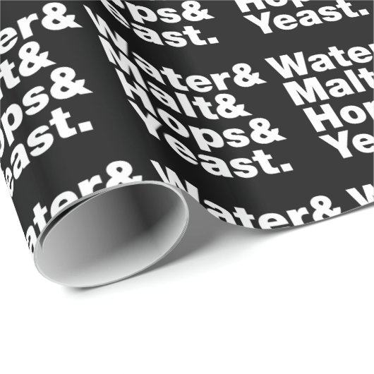 Bier = Water, mout, hop en gist. Cadeaupapier (Rol Hoek)