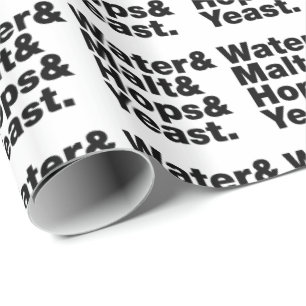 Bier = Water, mout, hop en gist. Cadeaupapier