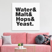 Bier = Water, mout, hop en gist. Canvas Afdruk (Insitu (Woonkamer))