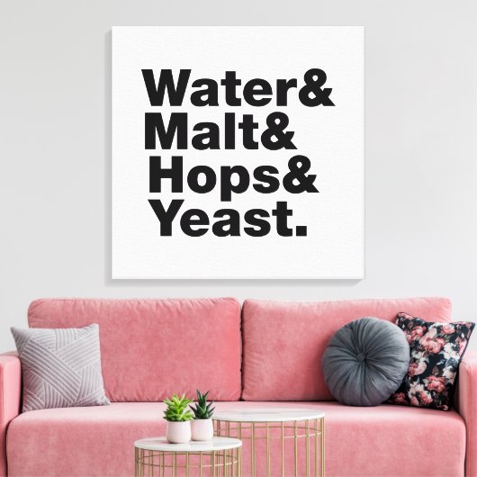 Bier = Water, mout, hop en gist. Canvas Afdruk (Insitu (Woonkamer))