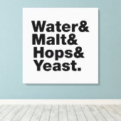 Bier = Water, mout, hop en gist. Canvas Afdruk (Insitu (Houten vloer))