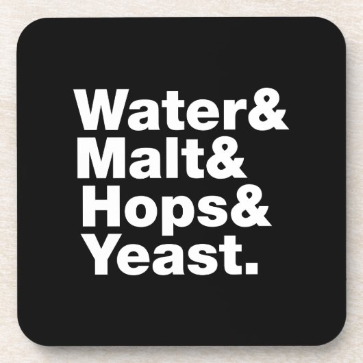 Bier = Water, mout, hop en gist. Drankjes Onderzetter (Voorkant)