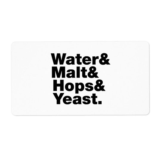 Bier = Water, mout, hop en gist. Etiket (Voorkant)