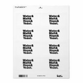 Bier = Water, mout, hop en gist. Etiket (Full Sheet)