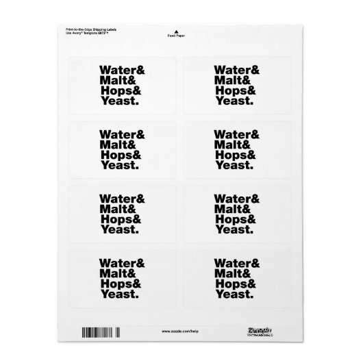 Bier = Water, mout, hop en gist. Etiket (Full Sheet)