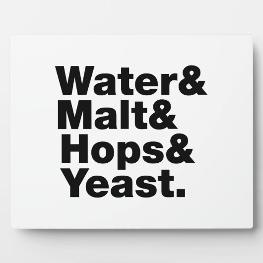 Bier = Water, mout, hop en gist. Fotoplaat (Voorkant)