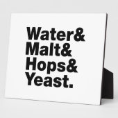 Bier = Water, mout, hop en gist. Fotoplaat (Zijkant)