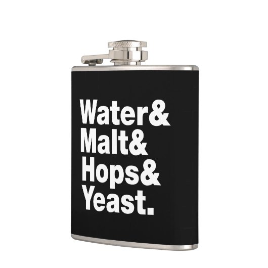 Bier = Water, mout, hop en gist. Heupfles (Links)