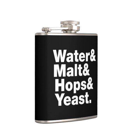 Bier = Water, mout, hop en gist. Heupfles (Rechts)
