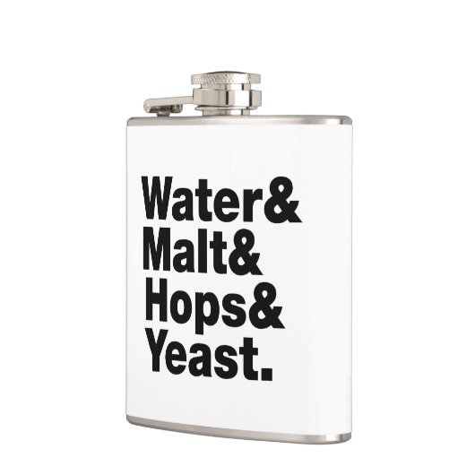 Bier = Water, mout, hop en gist. Heupfles (Links)