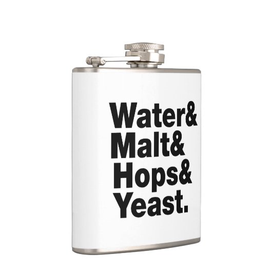 Bier = Water, mout, hop en gist. Heupfles (Rechts)