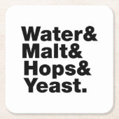 Bier = Water, mout, hop en gist. Kartonnen Onderzetters (Voorkant)