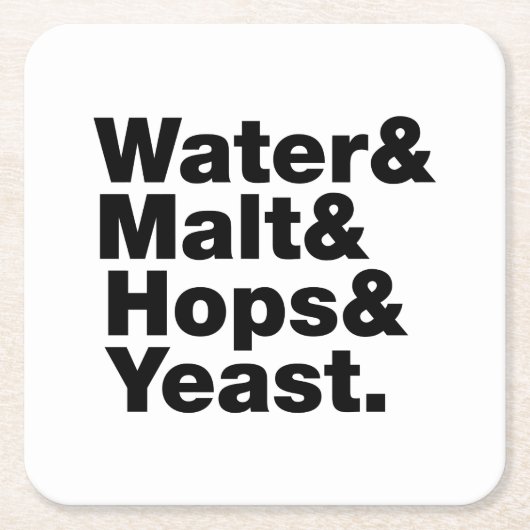Bier = Water, mout, hop en gist. Kartonnen Onderzetters (Voorkant)