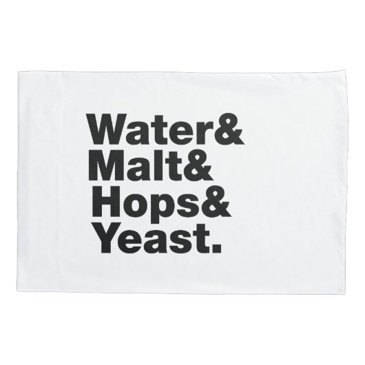 Bier = Water, mout, hop en gist. Kussensloop (Achterkant)