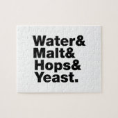 Bier = Water, mout, hop en gist. Legpuzzel (Horizontaal)