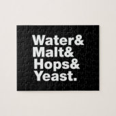 Bier = Water, mout, hop en gist. Legpuzzel (Horizontaal)
