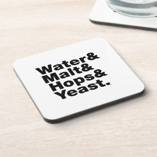 Bier = Water, mout, hop en gist. Onderzetter