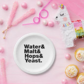 Bier = Water, mout, hop en gist. Papieren Bordje (Feest)
