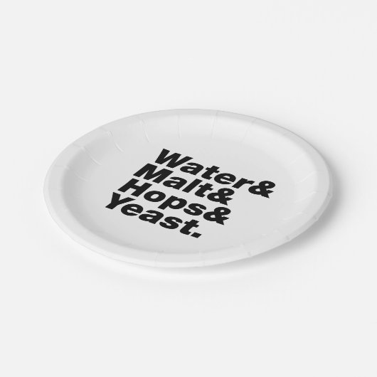 Bier = Water, mout, hop en gist. Papieren Bordje (Gekanteld)