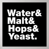 Bier = Water, mout, hop en gist. Poster (Voorkant)