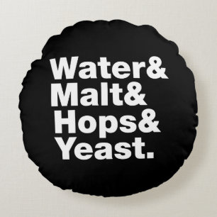Bier = Water, mout, hop en gist. Rond Kussen