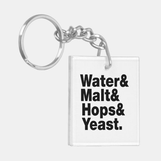 Bier = Water, mout, hop en gist. Sleutelhanger (Voorkant Links)