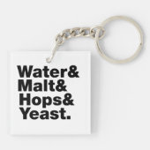 Bier = Water, mout, hop en gist. Sleutelhanger (Achterkant)