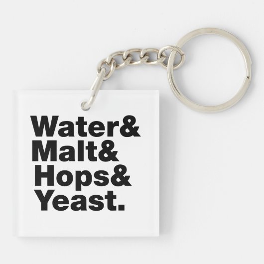 Bier = Water, mout, hop en gist. Sleutelhanger (Achterkant)