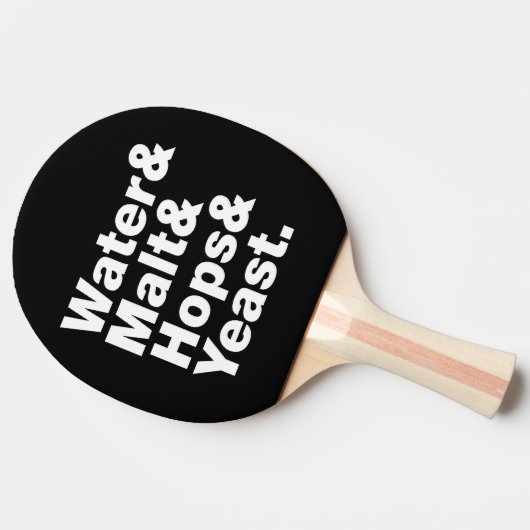 Bier = Water, mout, hop en gist. Tafeltennisbatje (Zijkant)