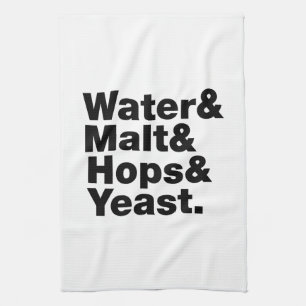 Bier = Water, mout, hop en gist. Theedoek