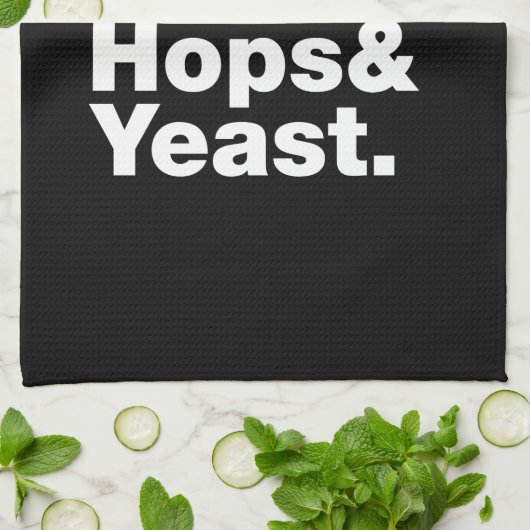 Bier = Water, mout, hop en gist. Theedoek (Gevouwen)