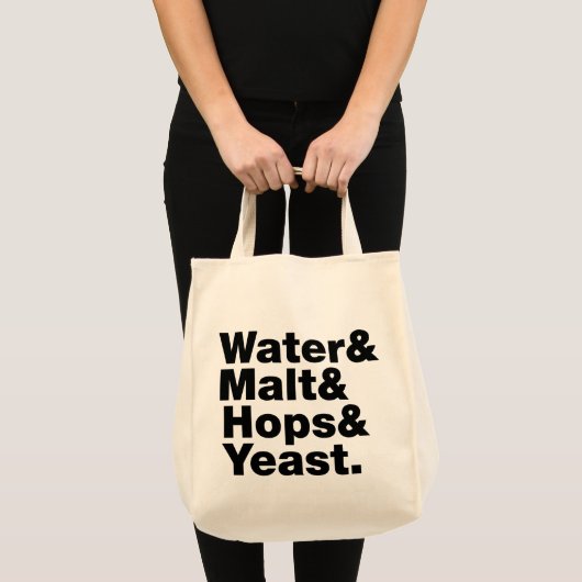 Bier = Water, mout, hop en gist. Tote Bag (Voorkant (product))