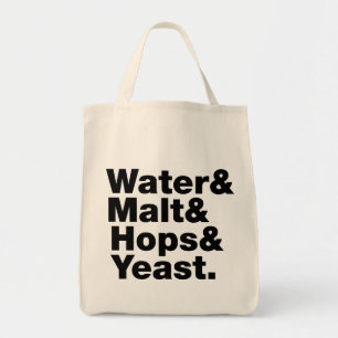 Bier = Water, mout, hop en gist. Tote Bag