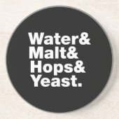 Bier = Water, mout, hop en gist. Zandsteen Onderzetter (Voorkant)