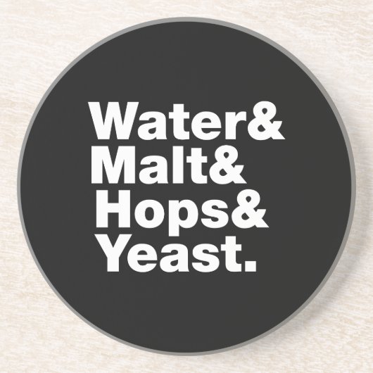 Bier = Water, mout, hop en gist. Zandsteen Onderzetter (Voorkant)