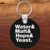 Bier = Water & Mout & Hop & Gist. Sleutelhanger (Voorkant)