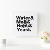 Bier = water & mout & hop & gist. vierkante klok (Huis)