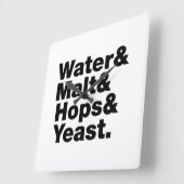 Bier = water & mout & hop & gist. vierkante klok (Hoek)