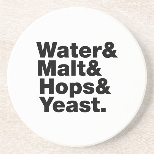 Bier = Water & Mout & Hop & Gist. Zandsteen Onderzetter (Voorkant)